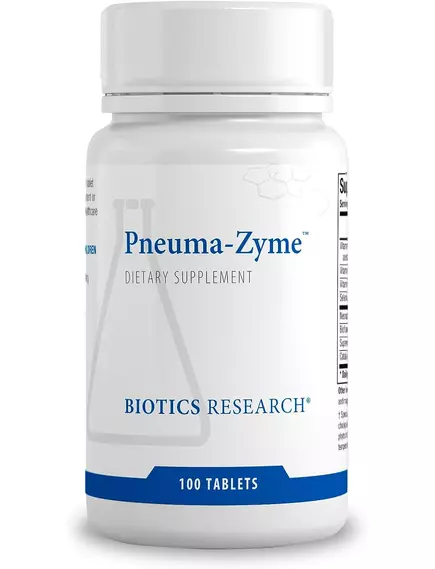 BIOTICS RESEARCH PNEUMA-ZYME / ПІДТРИМКА ЗДОРОВ'Я ЛЕГЕНЬ І ВЕРХНІХ ДИХАЛЬНИХ ШЛЯХІВ 100 ТАБЛЕТОК від магазину біодобавок nutrido.shop