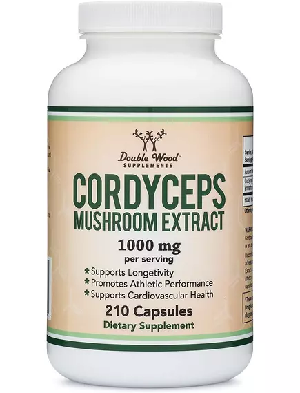 DOUBLE WOOD CORDYCEPS MUSHROOM EXTRACT / ЭКСТРАКТ ГРИБА КОРДИЦЕПСА 500 МГ 210 КАПСУЛ від магазину біодобавок nutrido.shop