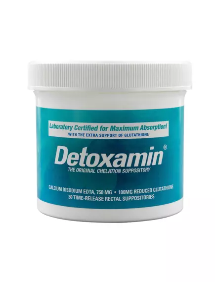 DETOXAMIN EDTA GLUTATHIONE SUPPORT 750 MG / ДЕТОКСАМІН СУПОЗИТОРІЇ ЕДТА З ГЛУТАТІОНОМ 30 ШТ. від магазину біодобавок nutrido.shop