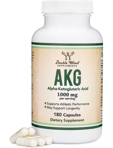 DOUBLE WOOD ALPHA-KETOGLUTARIC ACID (AKG) / АЛЬФА-КЕТОГЛУТАРОВА КИСЛОТА 500 MG 180 КАПСУЛ від магазину біодобавок nutrido.shop