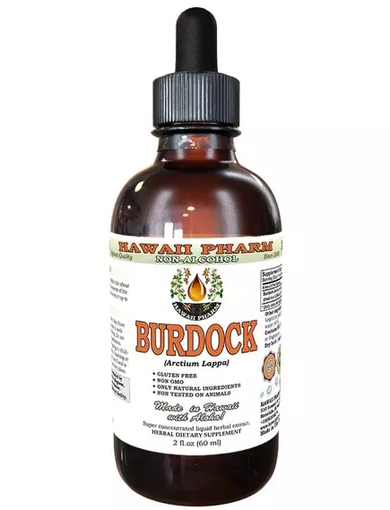 HAWAII PHARM BURDOCK LIQUID ALCOHOL-FREE / ЕКСТРАКТ ЛОПУХА ОРГАНІК БЕЗ СПИРТУ 60 МЛ від магазину біодобавок nutrido.shop