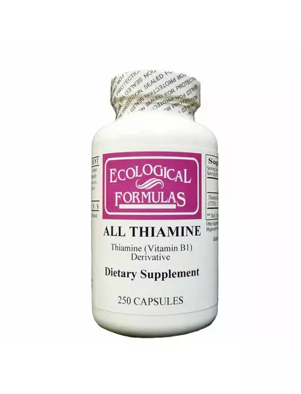 Ecological Formulas All Thiamine Vitamin B1 / Аллітіамін вітамін Б1 50 мг 250 капсул від магазину біодобавок nutrido.shop