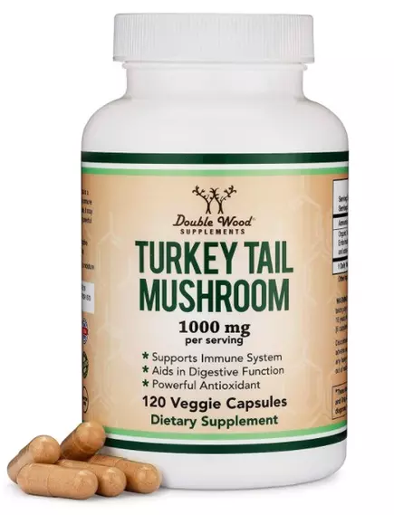 DOUBLE WOOD TURKEY TAIL MUSHROOM / ТРУТОВИК РІЗНОКОЛЬОРОВИЙ 120 КАПС від магазину біодобавок nutrido.shop