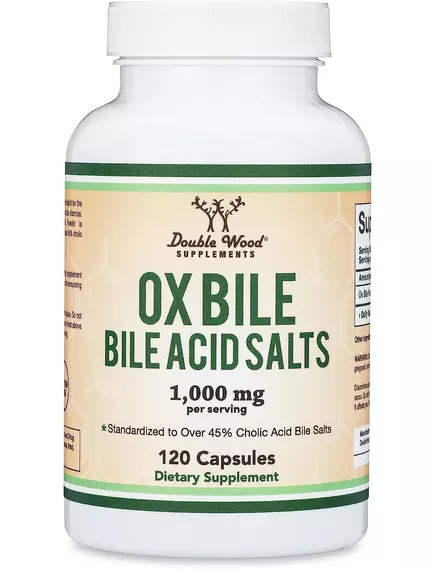 Double Wood Ox Bile Acid Salts / Бича жовч 1000 мг 120 капсул від магазину біодобавок nutrido.shop