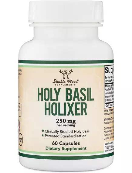 Double Wood Holixer Holy Basil Extract / Екстракт святого базиліка для зниження кортизолу 60 капсул від магазину біодобавок nutrido.shop