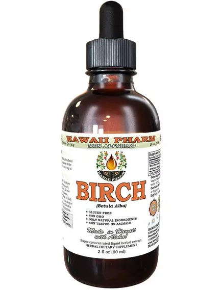 HAWAII PHARM BIRCH (BETULA ALBA) ALCOHOL-FREE / ЕКСТРАКТ КОРИ БЕРЕЗИ БЕЗ СПИРТУ 60 МЛ від магазину біодобавок nutrido.shop