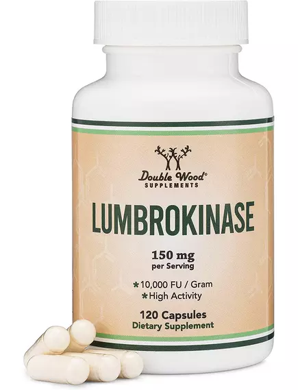 DOUBLE WOOD LUMBROKINASE / ЛЮМБРОКІНАЗА 75 МГ 120 КАПСУЛ від магазину біодобавок nutrido.shop