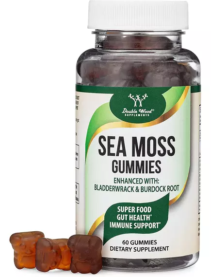 DOUBLE WOOD IRISH SEA MOSS GUMMIES / ЖУВАЛЬНІ ЦУКЕРКИ З ІРЛАНДСЬКОГО МОРСЬКОГО МОХУ 60 ШТ від магазину біодобавок nutrido.shop