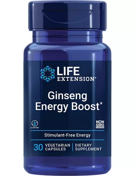 LIFE EXTENSION GINSENG ENERGY BOOST / ЕКСТРАКТ ЖЕНЬШЕНЮ ДЛЯ ПІДВИЩЕННЯ ЕНЕРГІЇ 30 КАПСУЛ від магазину біодобавок nutrido.shop