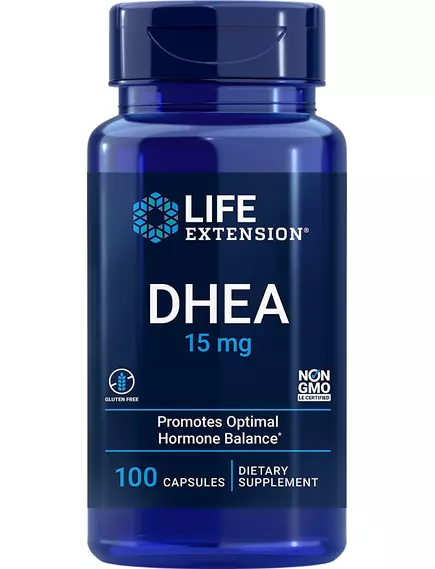 LIFE EXTENSION DHEA / ДГЕА 15 МГ 100 КАПСУЛ від магазину біодобавок nutrido.shop