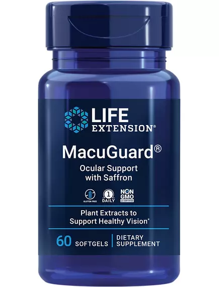 LIFE EXTENSION MACUGUARD OCULAR SUPPOR / ПІДТРИМКА ЗДОРОВ'Я ОЧЕЙ ІЗ ШАФРАНОМ 60 КАПСУЛ від магазину біодобавок nutrido.shop