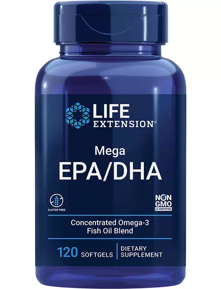 LIFE EXTENSION MEGA EPA/DHA / ОМЕГА 3 МЕГА ЕПК/ДГК ІЗ АНЧОУСІВ 120 КАПСУЛ від магазину біодобавок nutrido.shop