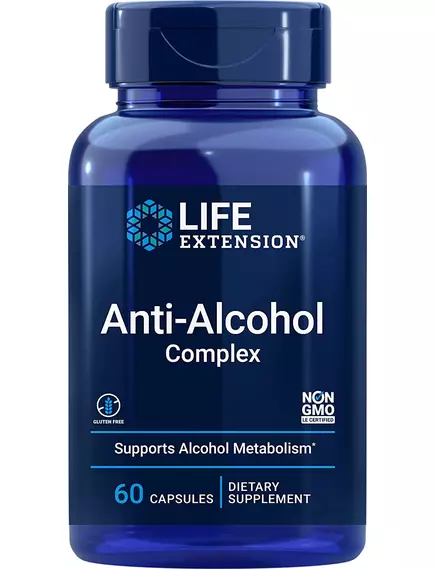 LIFE EXTENSION ANTI-ALCOHOL COMPLEX / НЕЙТРАЛІЗАТОР ВПЛИВУ АЛКОГОЛЮ 60 КАПСУЛ від магазину біодобавок nutrido.shop