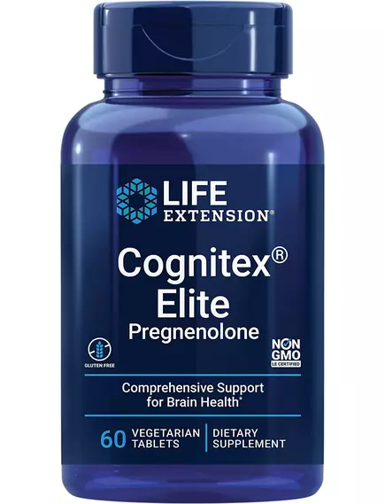 LIFE EXTENSION COGNITEX ELITE PREGNENOLONE / КОГНІТЕКС ЕЛІТ ПРЕГНЕНОЛОН ПІДТРИМКА МОЗКУ 60 КАПСУЛ від магазину біодобавок nutrido.shop