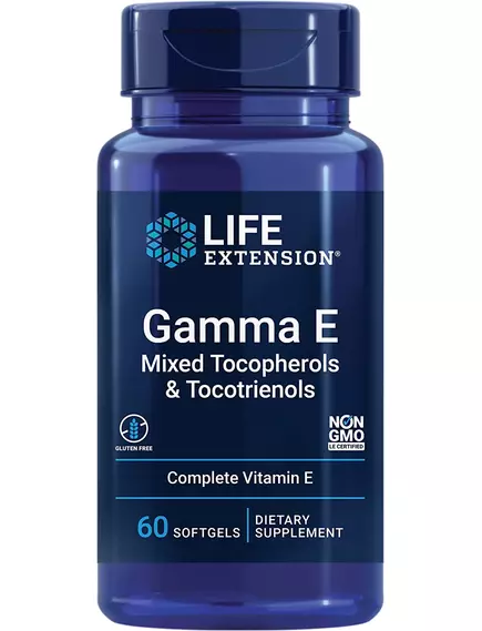 LIFE EXTENSION GAMMA E MIXED / ВІТАМІН Е ЗМІШАНІ ТОКОФЕРОЛИ ТА ТОКОТРІЄНОЛИ 60 КАПСУЛ від магазину біодобавок nutrido.shop