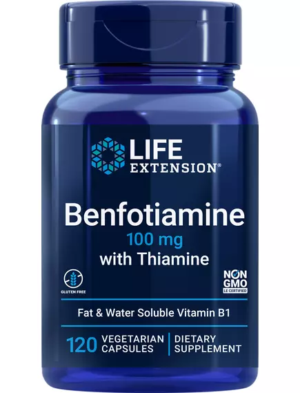 LIFE EXTENSION BENFOTIAMINE WITH THIAMINE / БЕНФОТІАМІН З ТІАМІНОМ ВІТАМІН Б1 100 МГ 120 КАПСУЛ від магазину біодобавок nutrido.shop