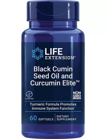 Life Extension Black Cumin Seed Oil and Curcumin Elite / Масло семян черного тмина и куркумин 60 кап в магазине биодобавок nutrido.shop