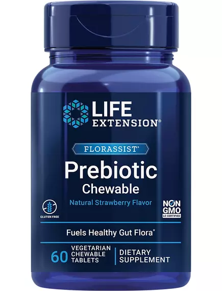 LIFE EXTENSION FLORASSIST PREBIOTIC CHEWABLE / ПРЕБІОТИК ЖУВАЛЬНИЙ (ПОЛУНИЦЯ) 60 ТАБЛЕТОК від магазину біодобавок nutrido.shop