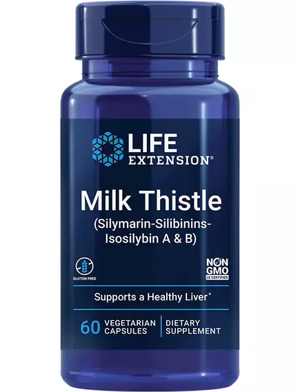 LIFE EXTENSION MILK THISTLE SILYMARIN SILIBININS ISOSILYBIN A & B / РОЗТОРОПША ДЛЯ ЗДОРОВ'Я ПЕЧІНКИ 60 КАПСУЛ від магазину біодобавок nutrido.shop