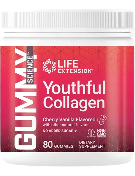 Life Extension Gummy Science Youthful Collagen / Колаген зі смаком вишні 80 жувальних цукерок від магазину біодобавок nutrido.shop