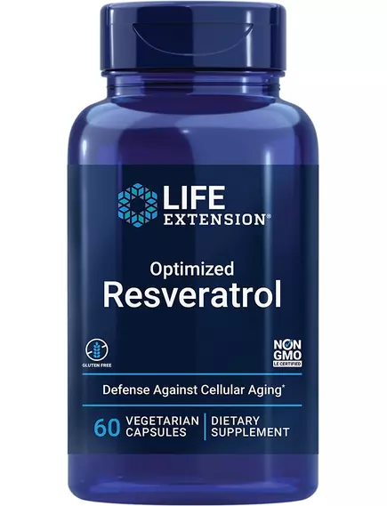 LIFE EXTENSION OPTIMIZED RESVERATROL ELITE / ОПТИМІЗОВАНИЙ РЕСВЕРАТРОЛ ПІДТРИМКА ДОВГОЛІТТЯ 60 КАПСУЛ від магазину біодобавок nutrido.shop