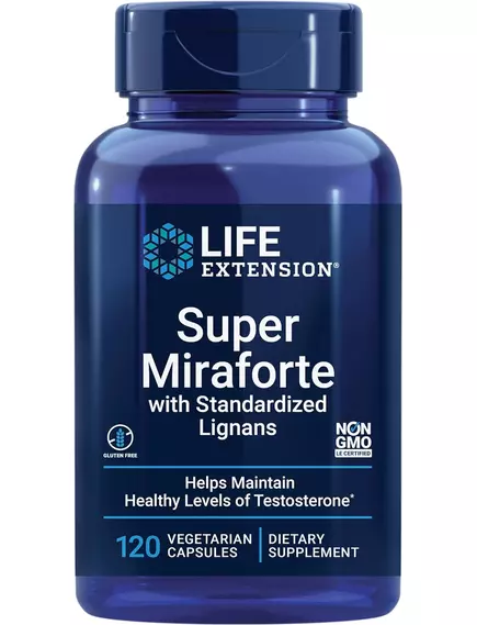 Life Extension Super Miraforte with Standardized Lignans / Формула для підвищення тестостерону 120 капсул від магазину біодобавок nutrido.shop