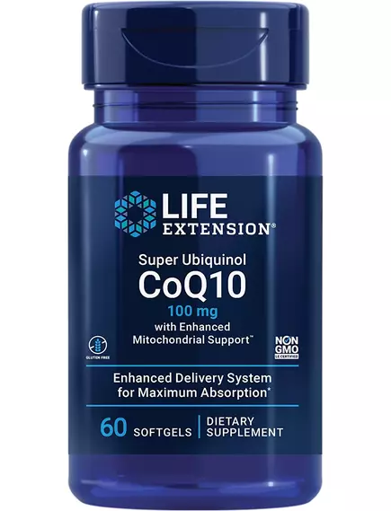 LIFE EXTENSION SUPER UBIQUINOL COQ10 100 MG / СУПЕР УБІХІНОЛ КУ10 З ПІДТРИМКОЮ МІТОХОНДРІЙ 60 КАПСУЛ від магазину біодобавок nutrido.shop