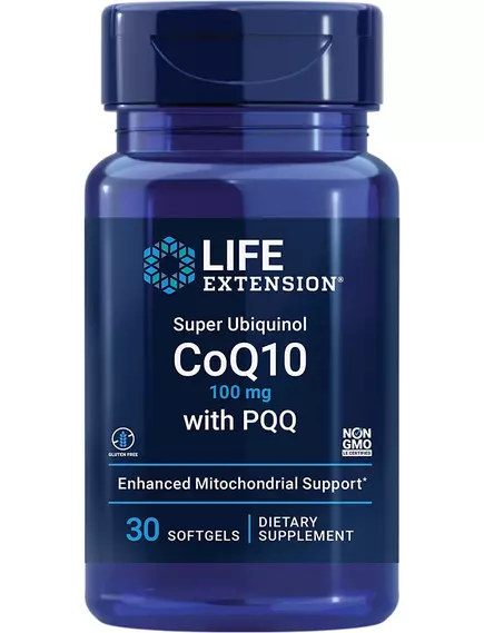 LIFE EXTENSION SUPER UBIQUINOL COQ10 WITH PQQ / СУПЕР УБІХІНОЛ КУ10 З ПІКУКУ 100 МГ 30 КАПСУЛ від магазину біодобавок nutrido.shop