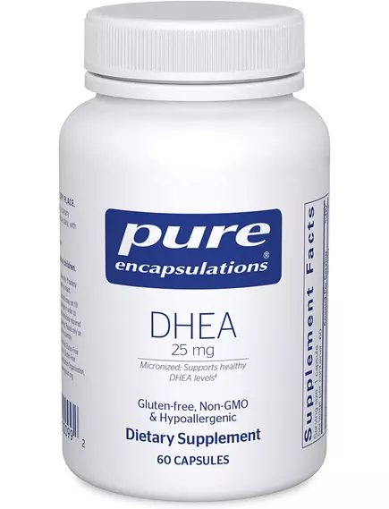 PURE ENCAPSULATIONS DHEA / ДГЕA / ДЕГІДРОЕПІАНДРОСТЕРОН 25 МГ 60 КАПСУЛ від магазину біодобавок nutrido.shop