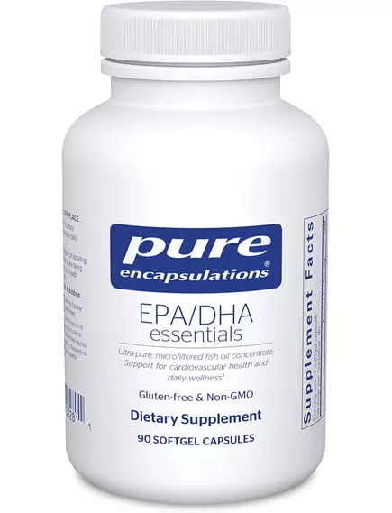 PURE ENCAPSULATIONS EPA/DHA ESSENTIALS / ОМЕГА 3 ДЛЯ ПІДТРИМКИ КОГНІТИВНИХ ФУНКЦІЙ 90 КАПСУЛ від магазину біодобавок nutrido.shop