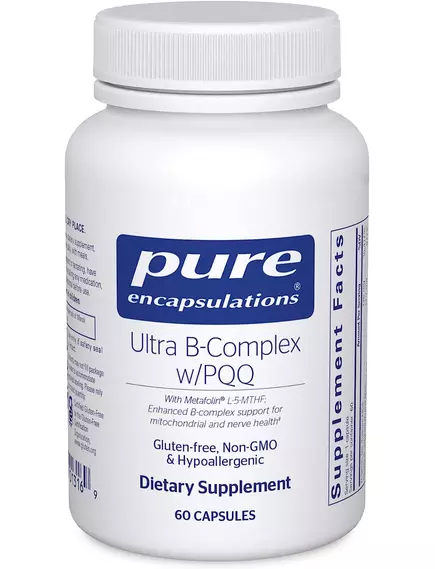 PURE ENCAPSULATIONS ULTRA B-COMPLEX WITH PQQ / КОМПЛЕКС ВІТАМІНІВ ГРУПИ Б ІЗ ПІКУКУ 60 КАПСУЛ від магазину біодобавок nutrido.shop