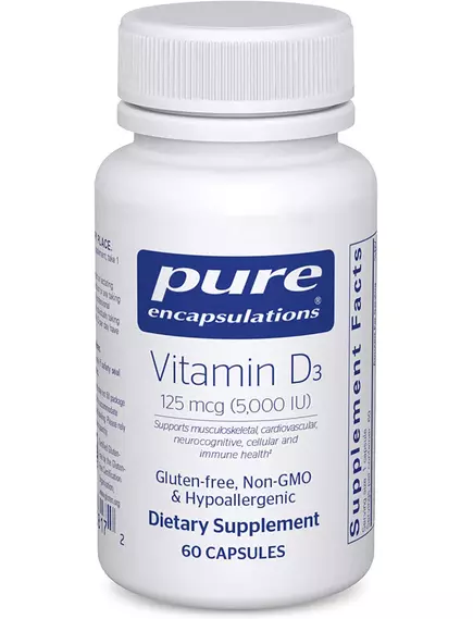 PURE ENCAPSULATIONS VITAMIN D3 125 MCG / ВІТАМІН Д3 5000 МО 60 КАПСУЛ від магазину біодобавок nutrido.shop