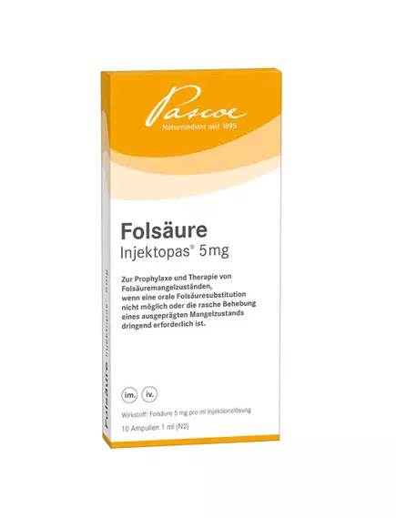 FOLSÄURE INJEKTOPAS® 5 MG / ФОЛИЕВАЯ КИСЛОТА 5МГ 10 АМПУЛ ГЕРМАНИЯ від магазину біодобавок nutrido.shop