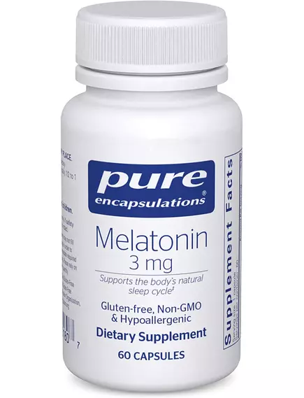 PURE ENCAPSULATIONS MELATONIN 3 MG / МЕЛАТОНІН 3 МГ 60 КАПСУЛ від магазину біодобавок nutrido.shop