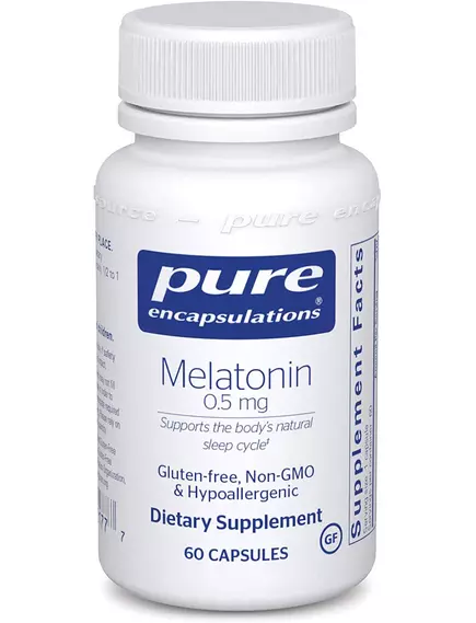 PURE ENCAPSULATIONS MELATONIN 0.5 MG / МЕЛАТОНІН 0,5 МГ 60 КАПСУЛ від магазину біодобавок nutrido.shop