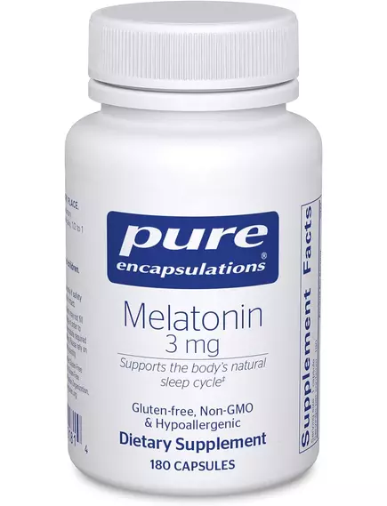 PURE ENCAPSULATIONS MELATONIN 3 MG / МЕЛАТОНІН 3 МГ 180 КАПСУЛ від магазину біодобавок nutrido.shop