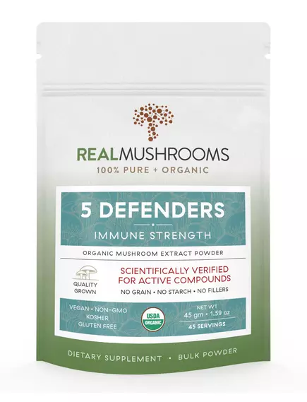 REAL MUSHROOMS 5 DEFENDERS / ОРГАНІЧНИЙ ГРИБНИЙ КОМПЛЕКС 5 ЗАХИСНИКІВ 45 ГРАМІВ від магазину біодобавок nutrido.shop