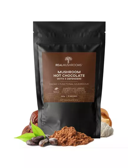 Real Mushrooms Hot Chocolate Mix / Горячий шоколадный микс с грибами 240 г в магазине биодобавок nutrido.shop