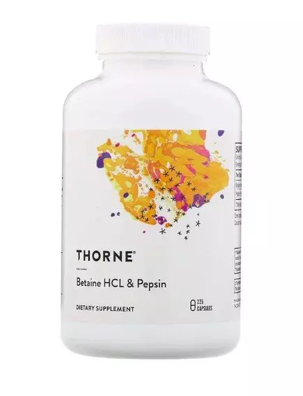 THORNE RESEARCH BETAINE HCI & PEPSIN / БЕТАІНГІДРОХЛОРІД І ПЕПСИН 225 КАПС від магазину біодобавок nutrido.shop