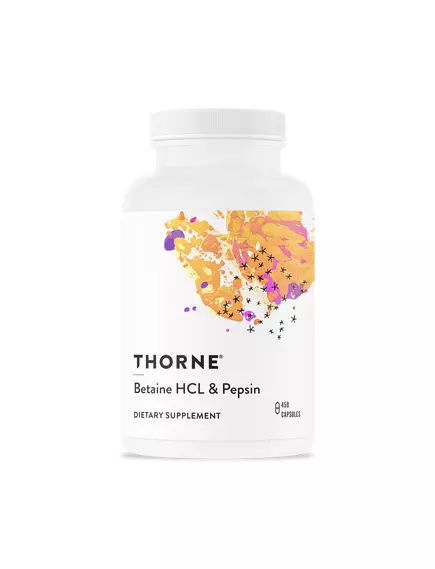 THORNE RESEARCH BETAINE HCI & PEPSIN / БЕТАІНГІДРОХЛОРІД І ПЕПСИН 450 КАПС від магазину біодобавок nutrido.shop