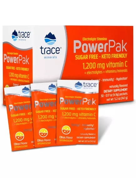 Електроліти без цукру Кето Цитрус 30 саше / Power Pak Sugar Free Keto Citrus, Trace Minerals від магазину біодобавок nutrido.shop