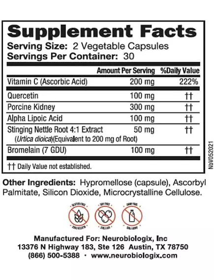 Neurobiologix GI Hist Support / Допомога при нейтралізації гістаміну 60 капсул, фото 3 в магазине биодобавок nutrido.shop