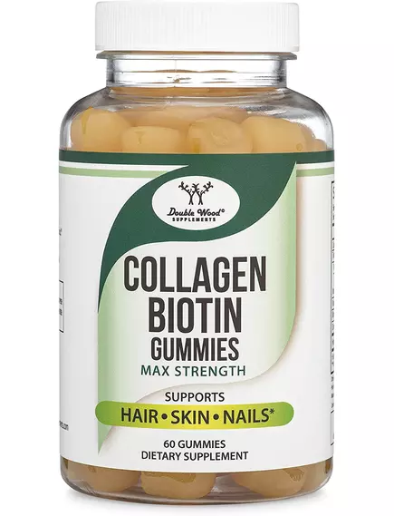 DOUBLE WOOD COLLAGEN GUMMIES / КОЛАГЕН І БІОТИН ДЛЯ ВОЛОССЯ, ШКІРИ ТА НІГТІВ 60 ЖУВАЛ. ТАБЛЕТОК від магазину біодобавок nutrido.shop