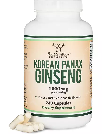 DOUBLE WOOD KOREAN PANAX GINSENG / КОРЕЙСЬКИЙ ЖЕНЬШЕНЬ АДАПТОГЕН 240 КАПСУЛ від магазину біодобавок nutrido.shop