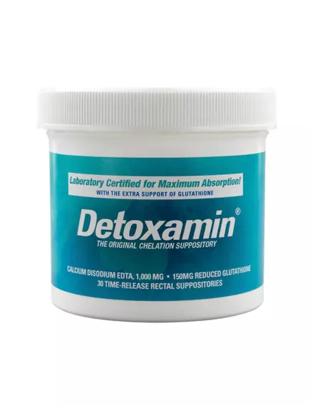 DETOXAMIN EDTA GLUTATHIONE SUPPORT 1000 MG / ДЕТОКСАМІН СУПОЗИТОРІЇ ЕДТА З ГЛУТАТІОНОМ 30 ШТ. від магазину біодобавок nutrido.shop