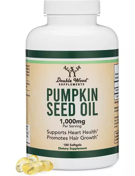 DOUBLE WOOD PUMPKIN SEED OIL / ОЛІЯ ГАРБУЗОВОГО НАСІННЯ 500 МГ 180 КАПСУЛ від магазину біодобавок nutrido.shop