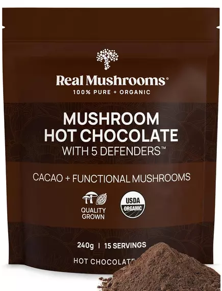 REAL MUSHROOMS HOT CHOCOLATE MIX / ГАРЯЧИЙ ШОКОЛАДНИЙ МІКС З ГРИБАМИ 240 Г від магазину біодобавок nutrido.shop