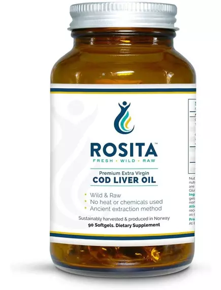 ROSITA EXTRA VIRGIN COD LIVER OIL / МАСЛО ПЕЧІНКИ ТРІСКИ ХОЛОДНОГО ПРЕСУВАННЯ 90 КАПСУЛ від магазину біодобавок nutrido.shop