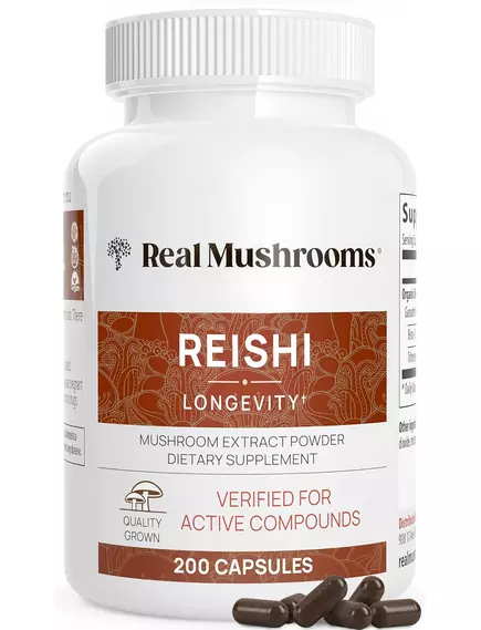 REAL MUSHROOMS REISHI / РЕЙША ОРГАНІК 200 КАПСУЛ від магазину біодобавок nutrido.shop