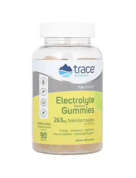 Trace Minerals Electrolyte Stamina Gummies / Електроліти лимон-лайм 90 жувальних цукерок від магазину біодобавок nutrido.shop